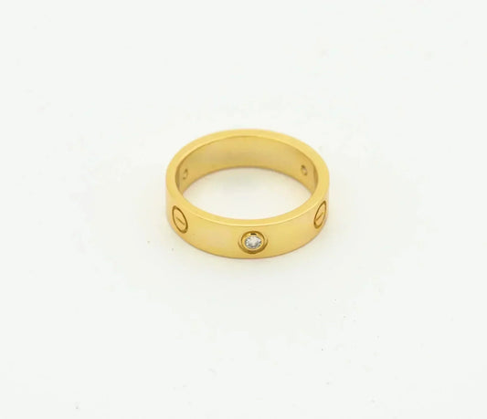 [vivabelle]LOVE RING 4MM 1 DIAMOND GOLD