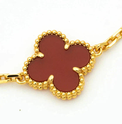 [vivabelle]CLOVER  5 MOTIFS CARNELIAN GOLD BRACELET