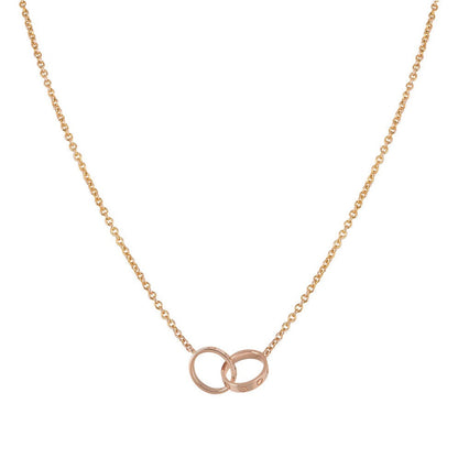[vivabelle]LOVE NECKLACE DOUBLE RING PINK GOLD