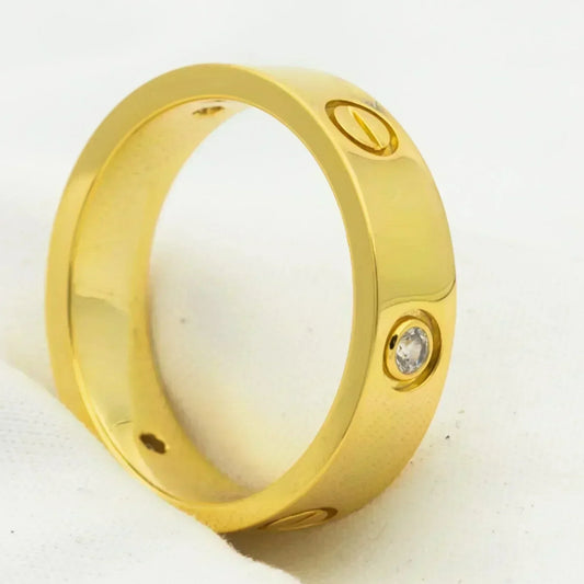 [vivabelle]LOVE RING 5.5MM 3 DIAMONDS GOLD
