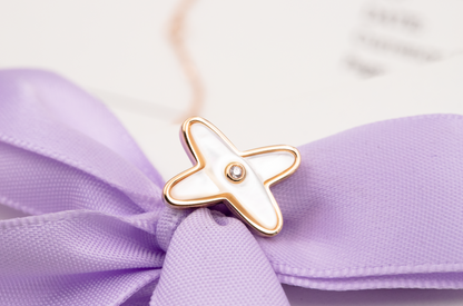 [vivabelle]JEUX DE WHITE MOP PINK GOLD DIAMOND EARRINGS