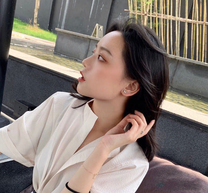 [vivabelle]JEUX DE WHITE MOP PINK GOLD DIAMOND EARRINGS