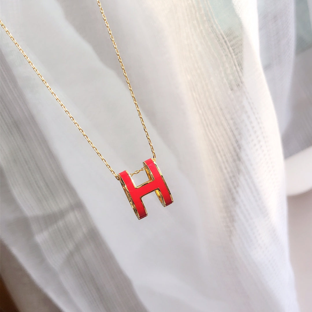 [vivabelle]HM CLIC RED ENAMEL GOLD NECKLACE