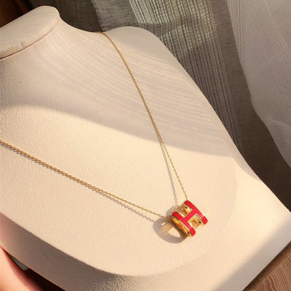[vivabelle]HM CLIC RED ENAMEL GOLD NECKLACE