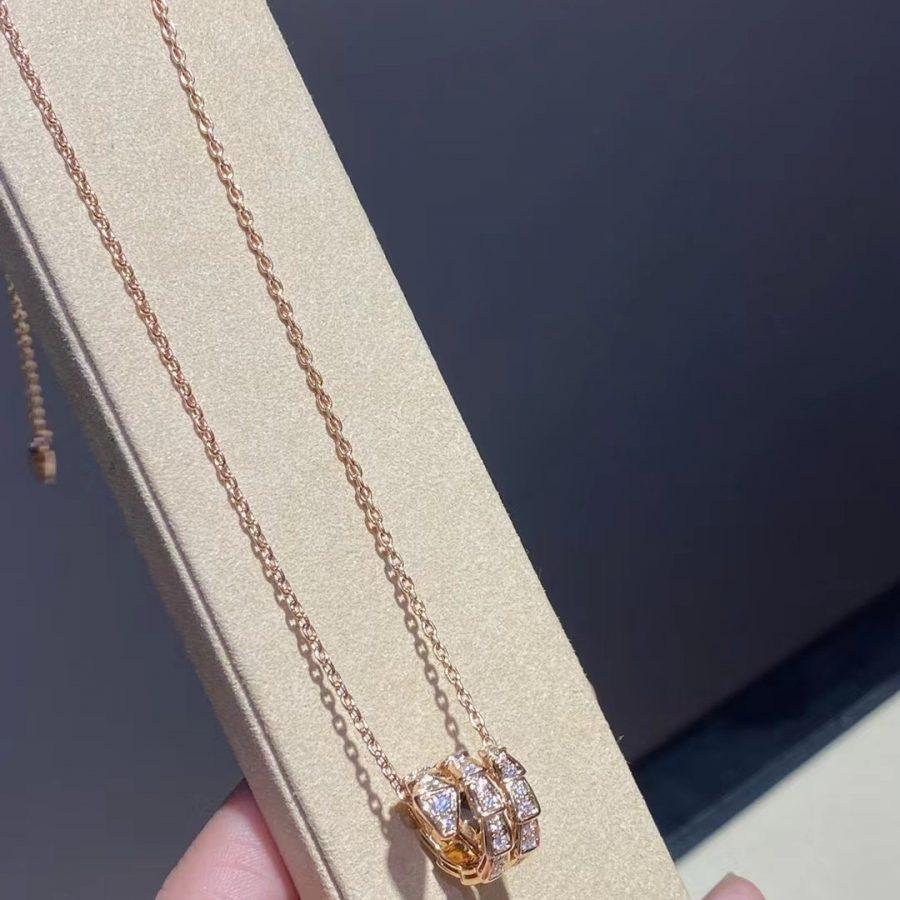 [vivabelle]SERPENTI PINK GOLD NECKLACE DOUBLE RING DIAMOND