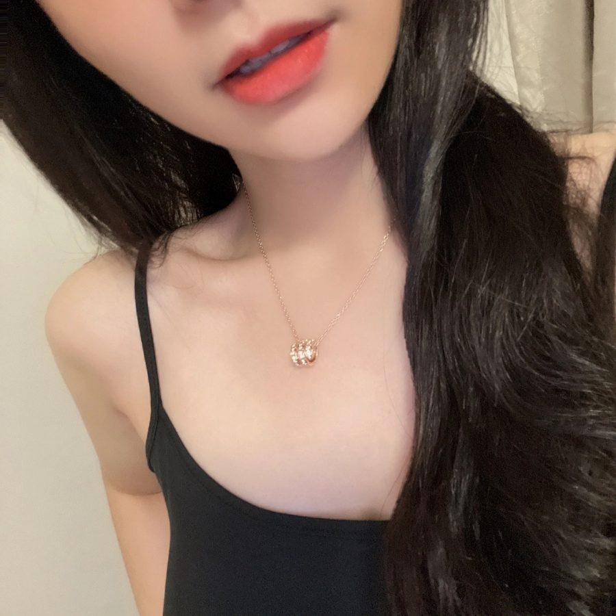 [vivabelle]SERPENTI PINK GOLD NECKLACE DOUBLE RING DIAMOND