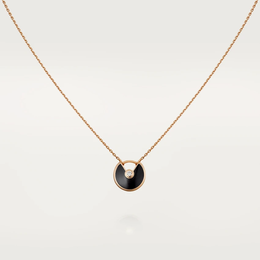 [vivabelle]AMULETTE ROSE GOLD ONYX NECKLACE