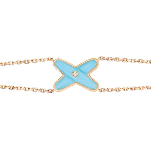 [vivabelle]JEUX BRACELET TURQUOISE PINK GOLD 1 DIAMOND