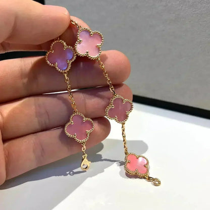 [vivabelle]CLOVER 5 PINK MOP BRACELET