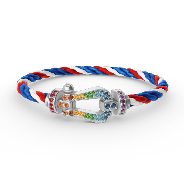 [vivabelle]FORC LARGE HORSESHOE  COLORED DIAMOND BRACELET SILVER