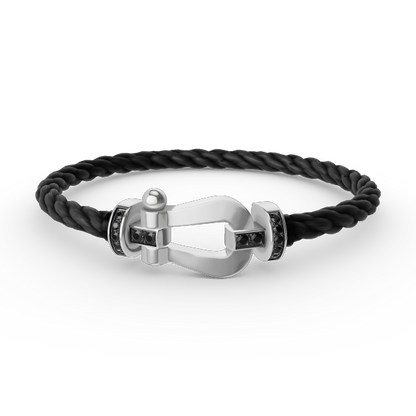 [vivabelle]FORCE LARGE HORSESHOE BLACK DIAMOND BRACELET SILVER