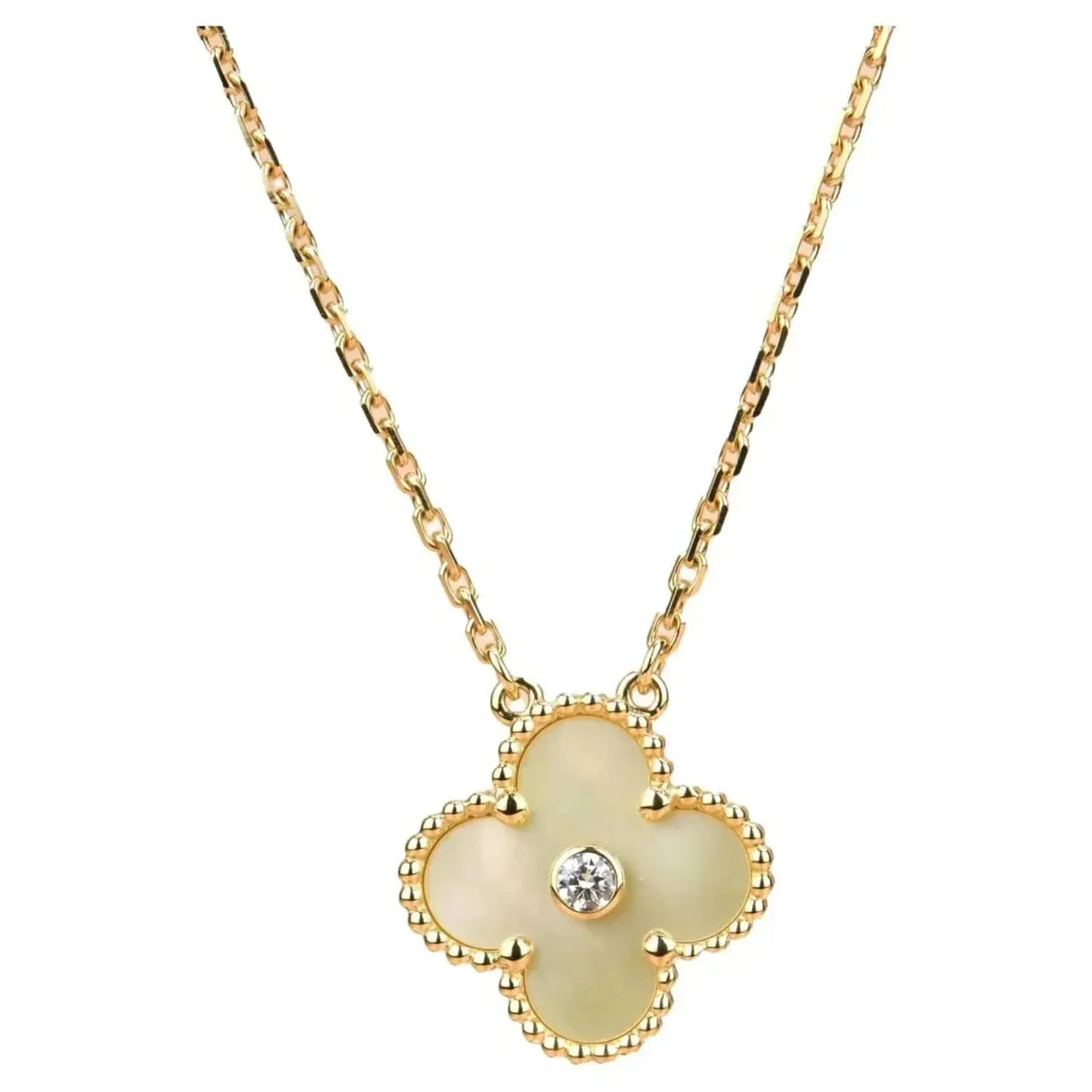 [vivabelle]CLOVER 15MM DIAMOND GOLD MOTHER OF PEARL NECKLACE
