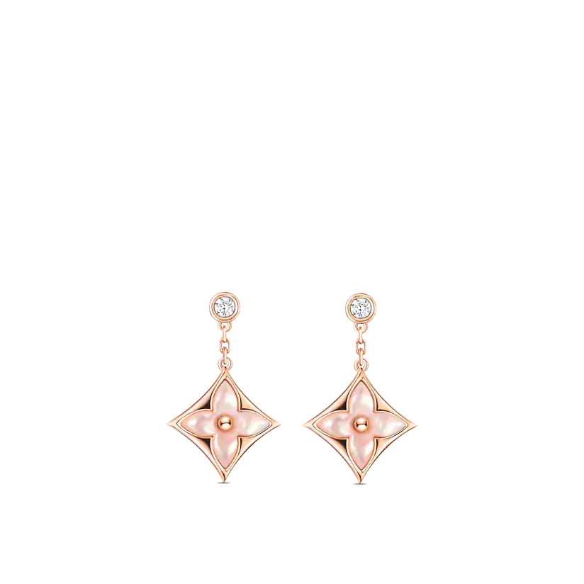 [vivabelle]DOUBLE STAR PINK GOLD MOP DROP EARRINGS