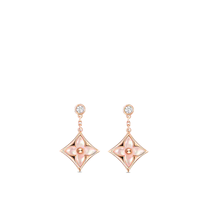 [vivabelle]DOUBLE STAR PINK GOLD MOP DROP EARRINGS