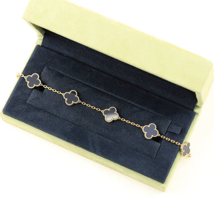 [vivabelle]CLOVER  5 MOTIFS BLACK ONYX BRACELET
