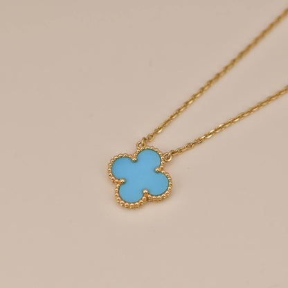 [vivabelle]CLOVER 15MM VINTAGE TURQUOISE NECKLACE