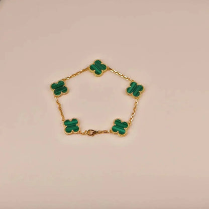[vivabelle]CLOVER 5 MOTIFS MALACHITE BRACELET
