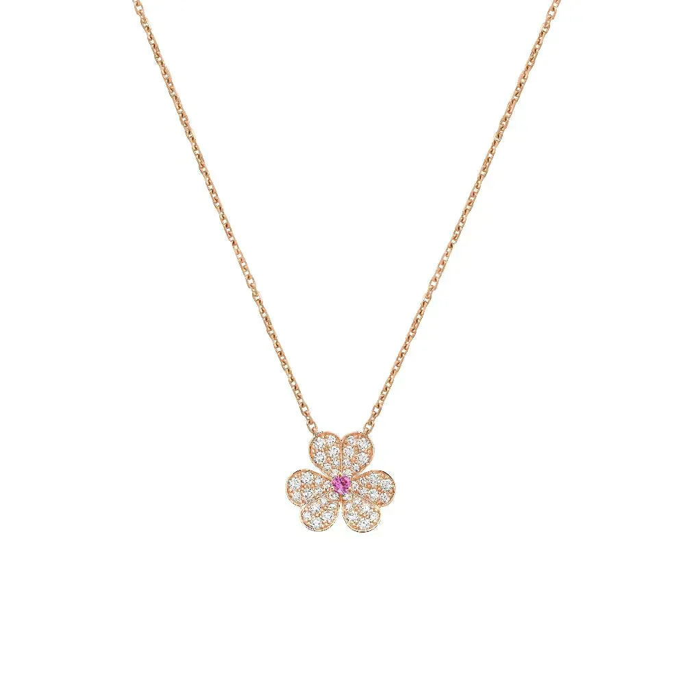 [vivabelle]FRIVOLE ROSE GOLD FLOWER DIAMOND NECKLACE