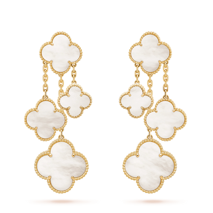 [vivabelle]CLOVER EARRINGS WHITE MOP 4 MOTIFS GOLD