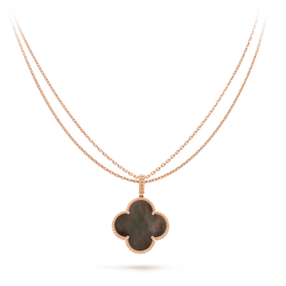 [vivabelle]CLOVER 25MM GOLD DARK MOP BIG CLOVER NECKLACE