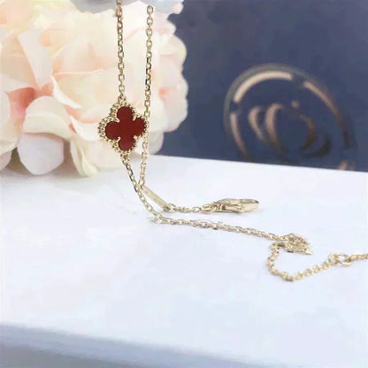 [vivabelle]CLOVER  CARNELIAN SINGLE FLOWER BRACELET