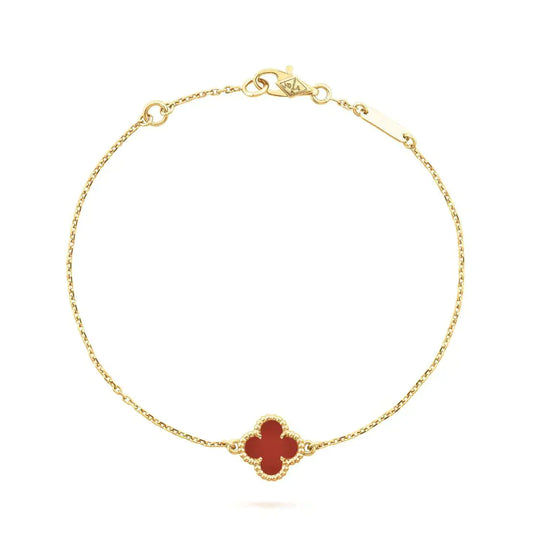 [vivabelle]CLOVER  CARNELIAN SINGLE FLOWER BRACELET