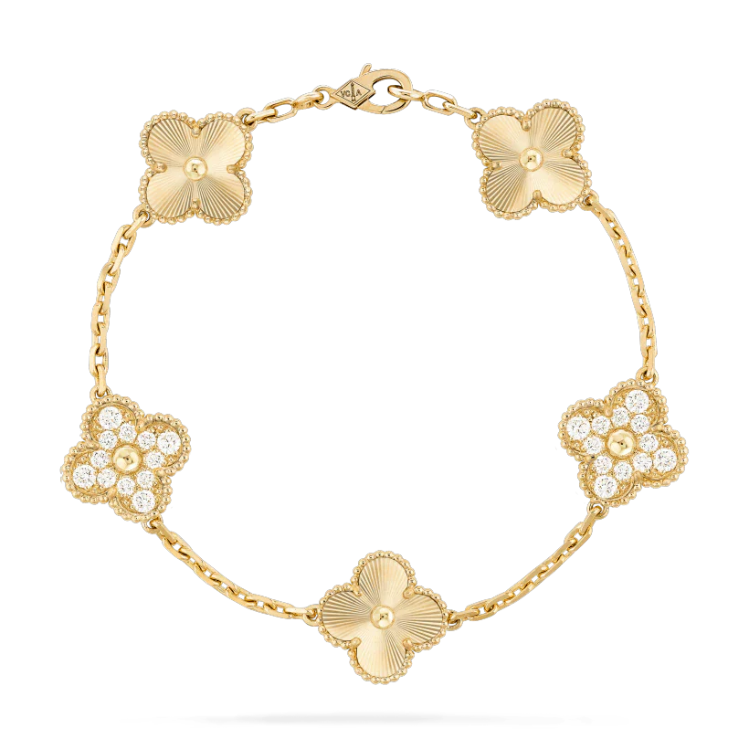 [vivabelle]CLOVER BRACELET 5 MOTIFS GOLD DIAMOND