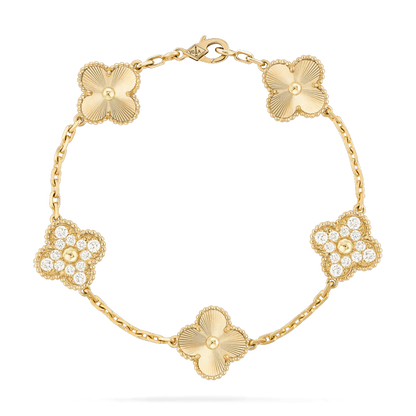 [vivabelle]CLOVER BRACELET 5 MOTIFS GOLD DIAMOND