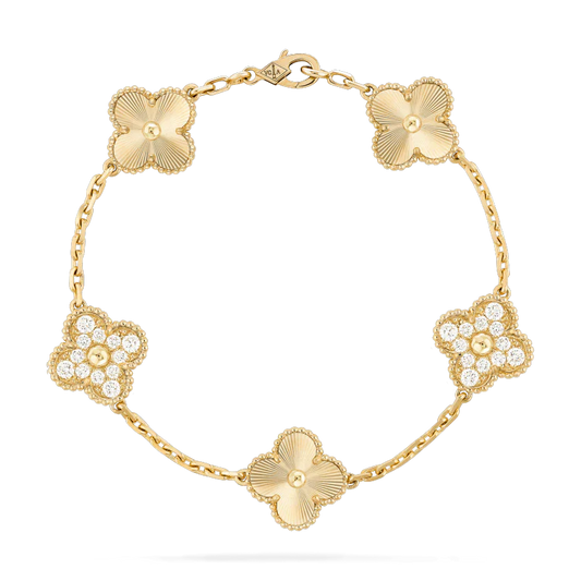 [vivabelle]CLOVER BRACELET 5 MOTIFS GOLD DIAMOND