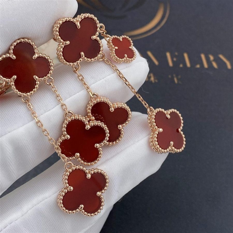 [vivabelle]CLOVER EARRINGS CARNELIAN 4 MOTIFS PINK GOLD