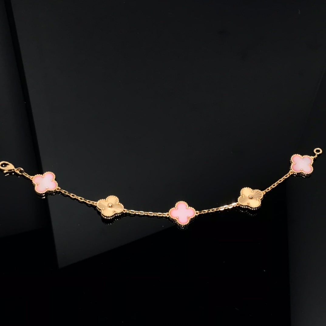 [vivabelle]CLOVER BRACELET 5 MOTIF PINK AND PINK GOLD
