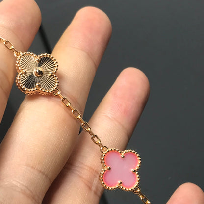 [vivabelle]CLOVER BRACELET 5 MOTIF PINK AND PINK GOLD
