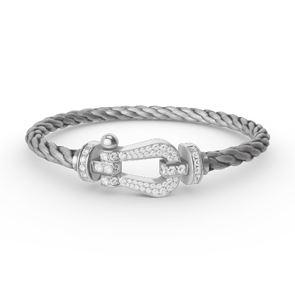 [vivabelle]FORCE LARGE HORSESHOE FULL DIAMOND BRACELET SILVER