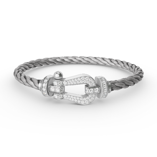 [vivabelle]FORCE LARGE HORSESHOE FULL DIAMOND BRACELET SILVER